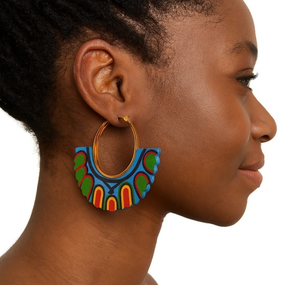 Multicolor Statement Hoop Earrings - Picture 1 of 4